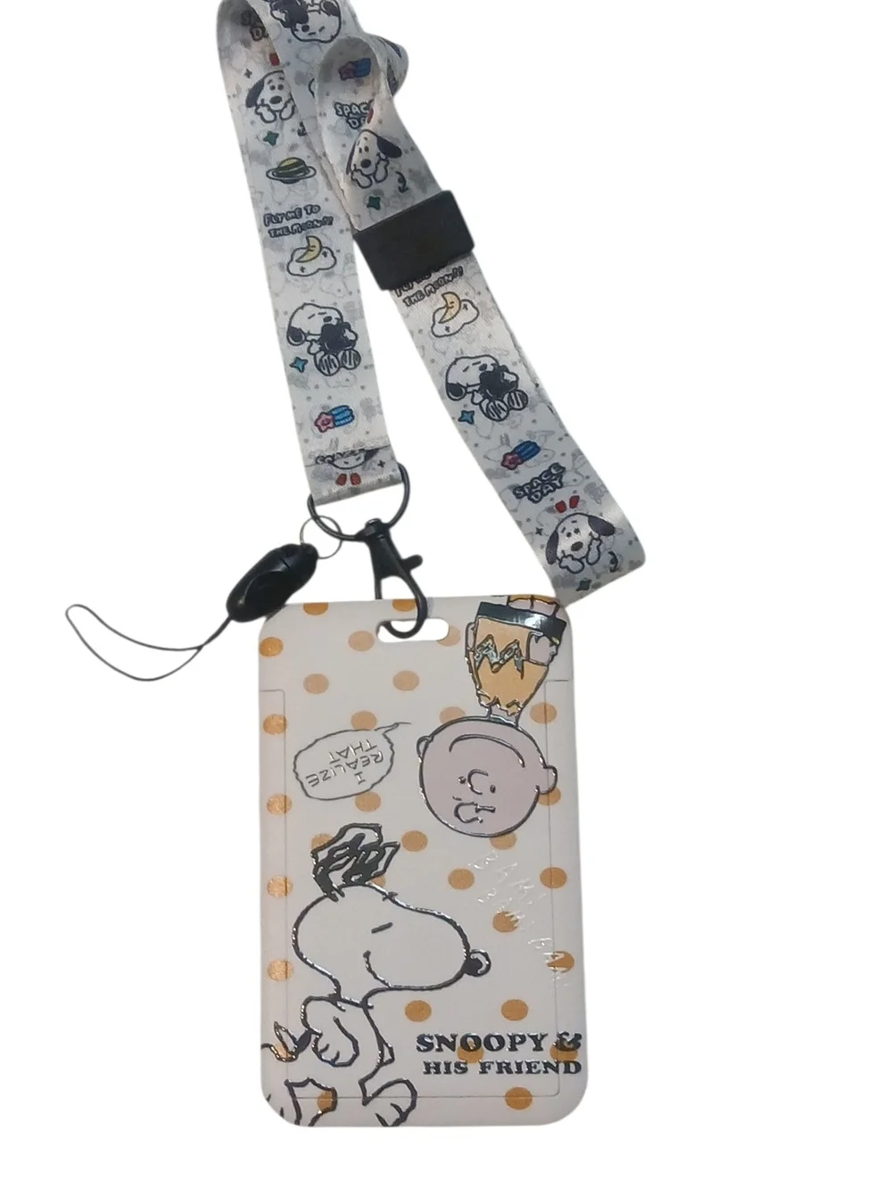 Peanuts - NWT, Snoopy & Charlie Brown Lanyard, Adjustable Strap, See Thru ID...